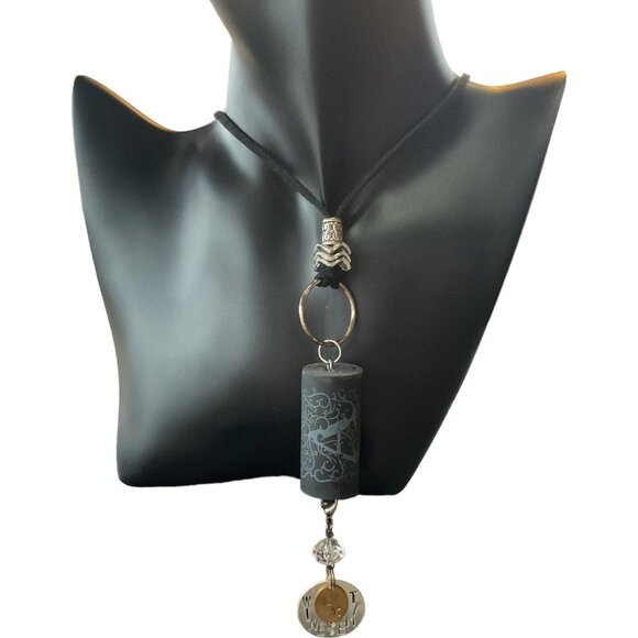 Unique Handmade Wine Cork Pendant Necklace With Black Cord - Picture 1 of 2